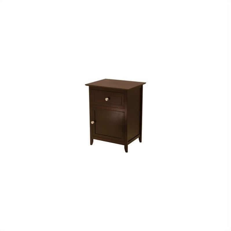 Home Square 2 Piece Wood Nightstand Set with Cabinet and Drawer in Espresso