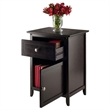 Home Square 2 Piece Wood Nightstand Set with Cabinet and Drawer in Espresso