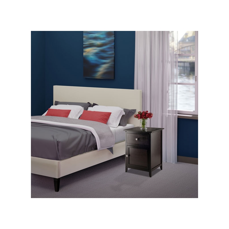 Home Square 2 Piece Wood Nightstand Set with Cabinet and Drawer in Espresso