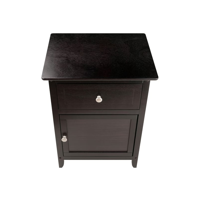 Home Square 2 Piece Wood Nightstand Set with Cabinet and Drawer in Espresso