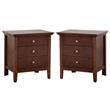 Home Square 3 Drawer Wood Nightstand Set in Cappuccino (Set of 2)