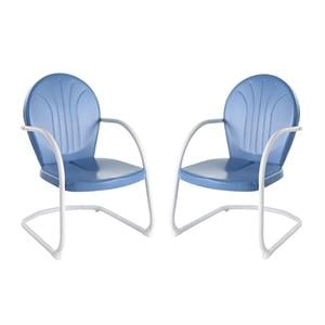 home square 2 piece metal patio chair set in sky blue