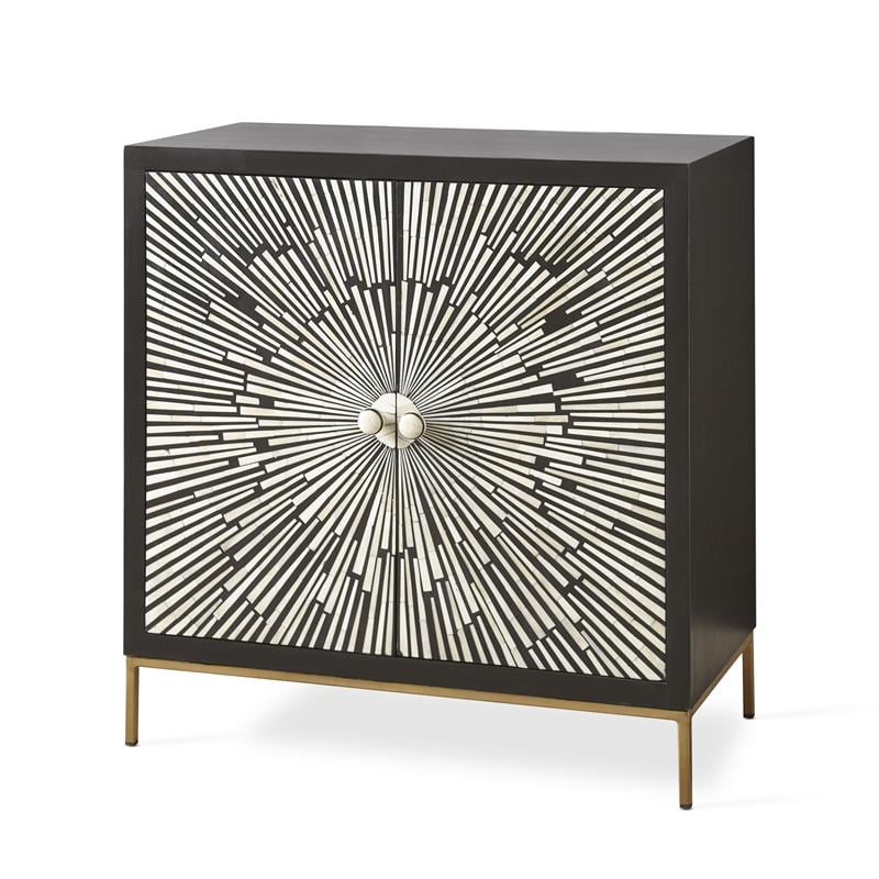 Home Square 2 Door Wood Accent Cabinet Set in Black and Ivory (Set of 2)