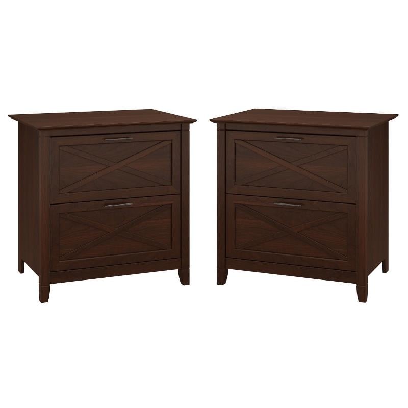 Home Square 2 Drawer Wood Filing Cabinet Set in Bing Cherry (Set of 2)