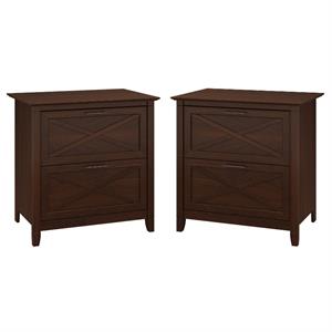 Home Square 2 Drawer Wood Filing Cabinet Set in Bing Cherry (Set of 2)