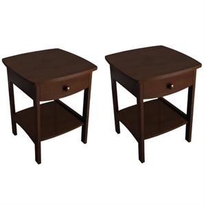 home square 2 piece wood end table/nightstand set in antique walnut