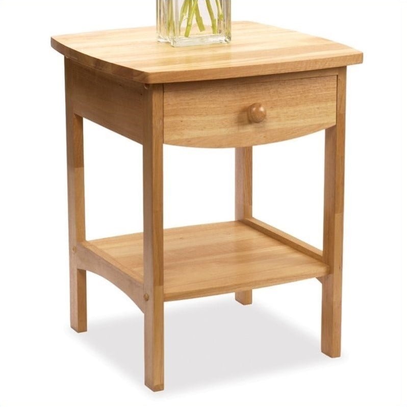 Home Square 2 Piece Wood End Table/Nightstand Set in Natural