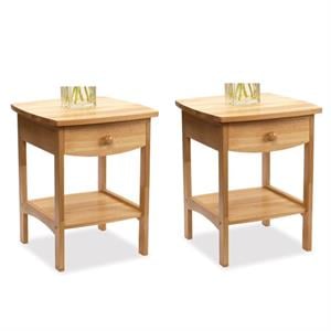 Home Square 2 Piece Wood End Table/Nightstand Set in Natural