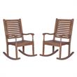 Home Square 2 Piece Wood Patio Rocking Chair Set in Dark Brown