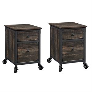 home square 2 piece 2-drawer mobile wood filing cabinet set in carbon oak/black