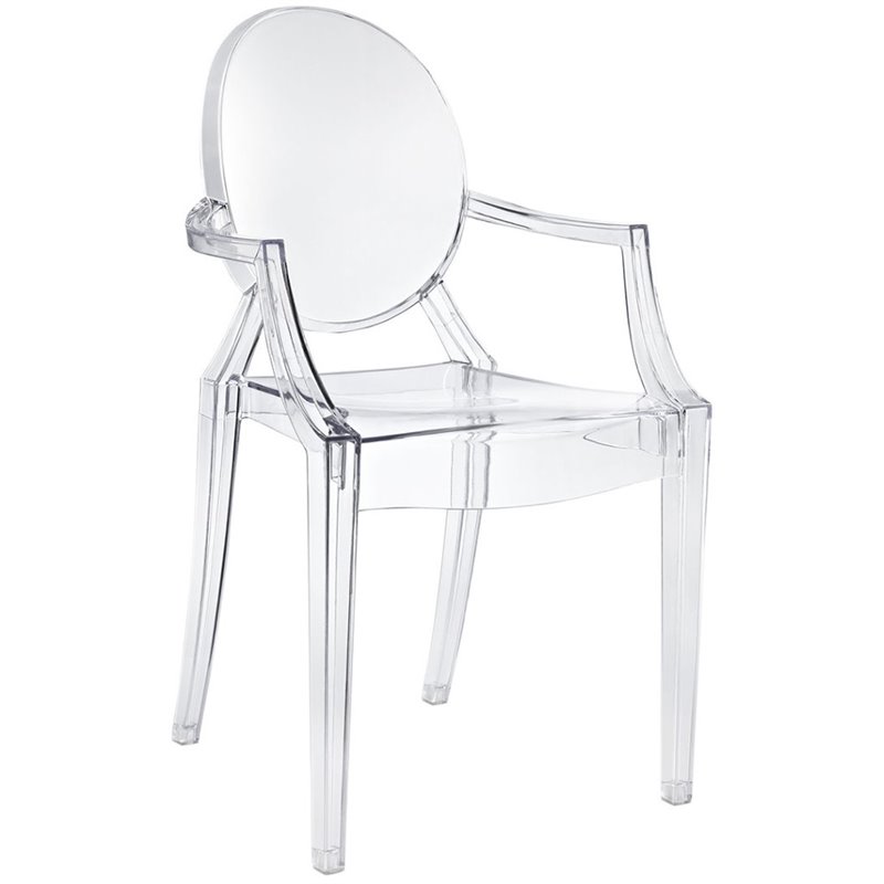 Home Square 2 Piece Polycarbonate Dining Arm Chair Set in Clear