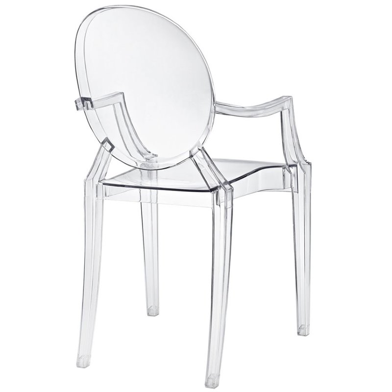Home Square 2 Piece Polycarbonate Dining Arm Chair Set in Clear