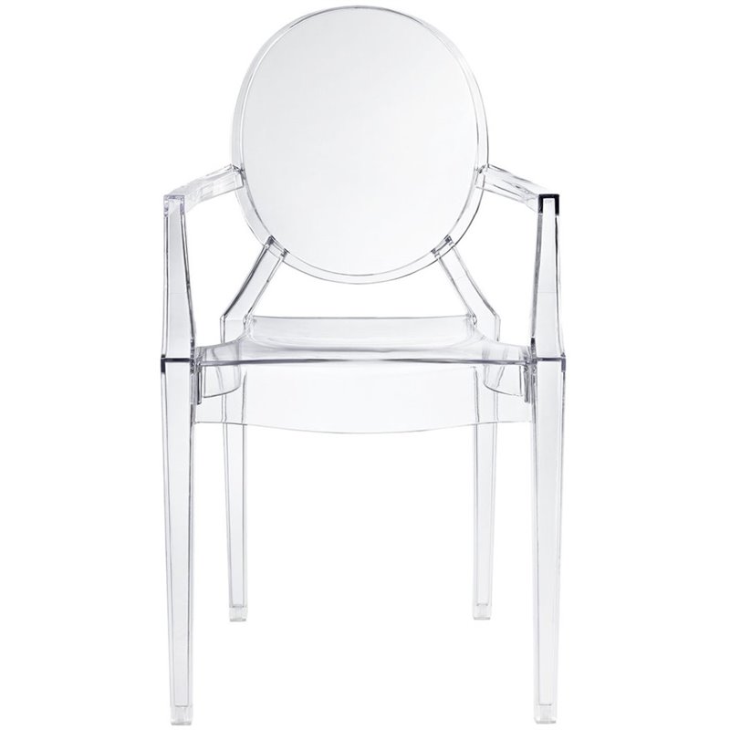 Home Square 2 Piece Polycarbonate Dining Arm Chair Set in Clear