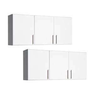 home square 3 door wood wall cabinet set in white (set of 2)