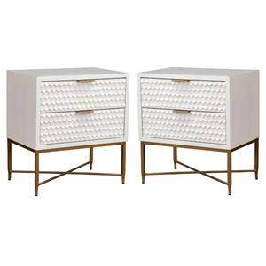 home square contemporary 2 drawer wood nightstand set in white (set of 2)