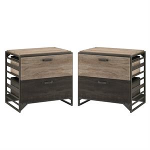 home square 2 drawer lateral wood filing cabinet set in rustic gray (set of 2)