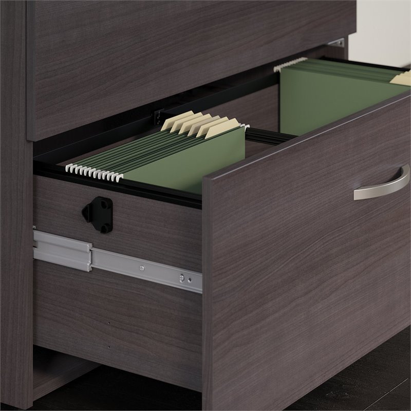 Home Square 2 Drawer Lateral Wood Filing Cabinet Set in Storm Gray (Set of 2)