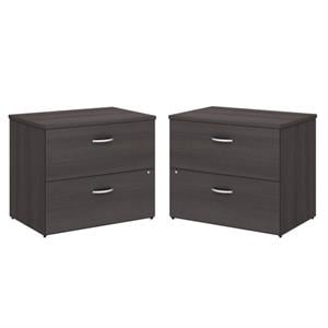 Home Square 2 Drawer Lateral Wood Filing Cabinet Set in Storm Gray (Set of 2)