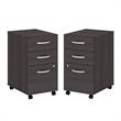 Home Square 3 Drawer Mobile Wood Filing Cabinet Set in Storm Gray (Set of 2)
