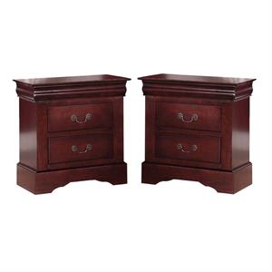 home square 2 piece louis philippe iii wood nightstand set in cherry