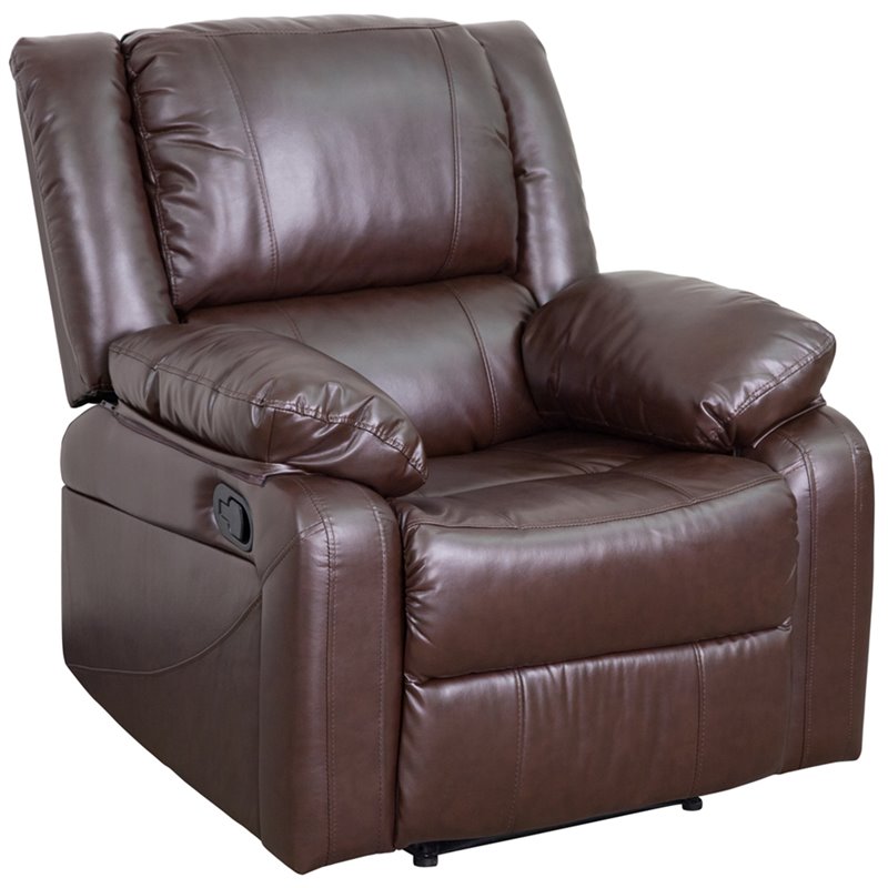 Home Square 2 Piece Upholstered Leather Recliner Set in Brown