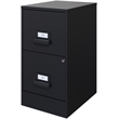 Home Square 2 Drawer Metal Vertical Wood Filing Cabinet Set in Black (Set of 2)