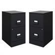 Home Square 2 Drawer Metal Vertical Wood Filing Cabinet Set in Black (Set of 2)