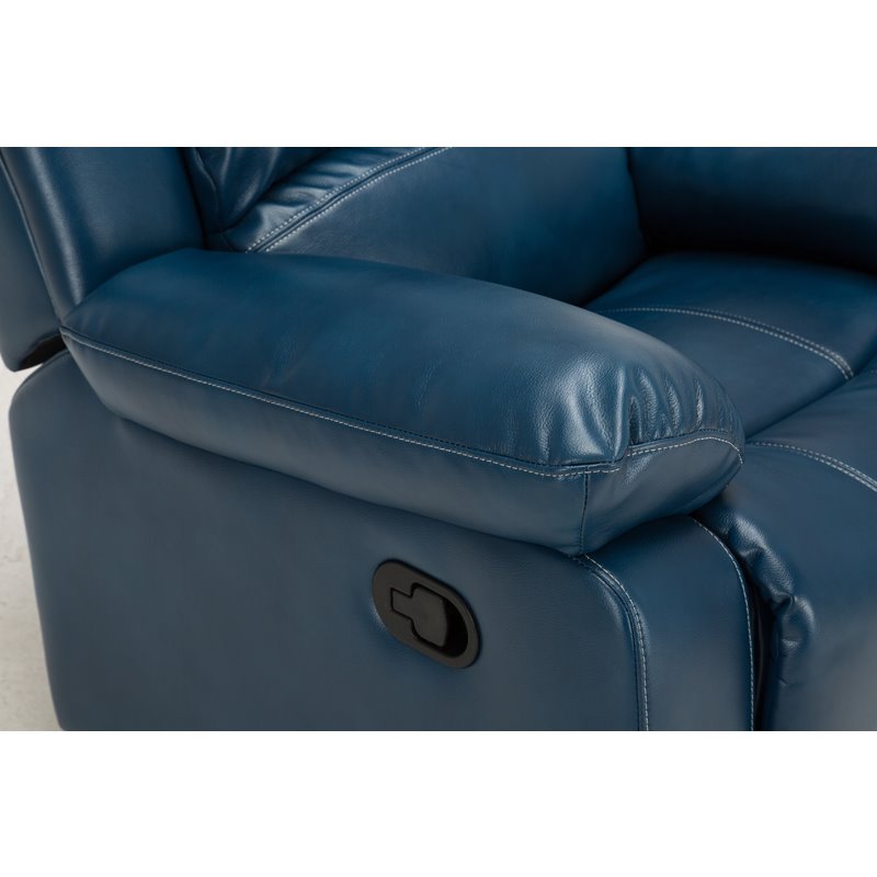 Home Square 2 Piece Faux Leather Recliner Set in Navy Blue