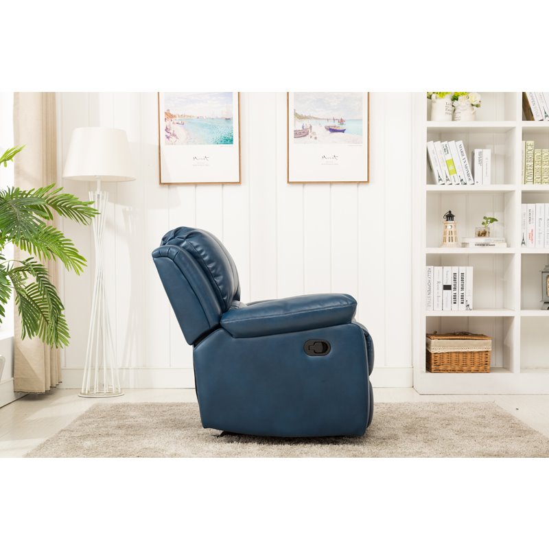 Home Square 2 Piece Faux Leather Recliner Set in Navy Blue