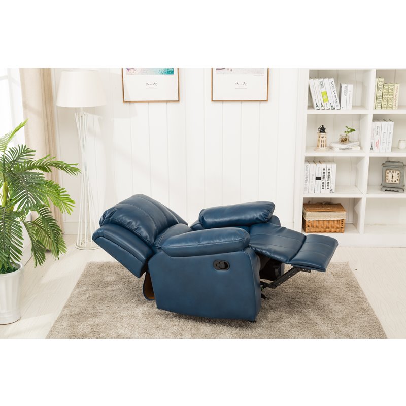 Home Square 2 Piece Faux Leather Recliner Set in Navy Blue