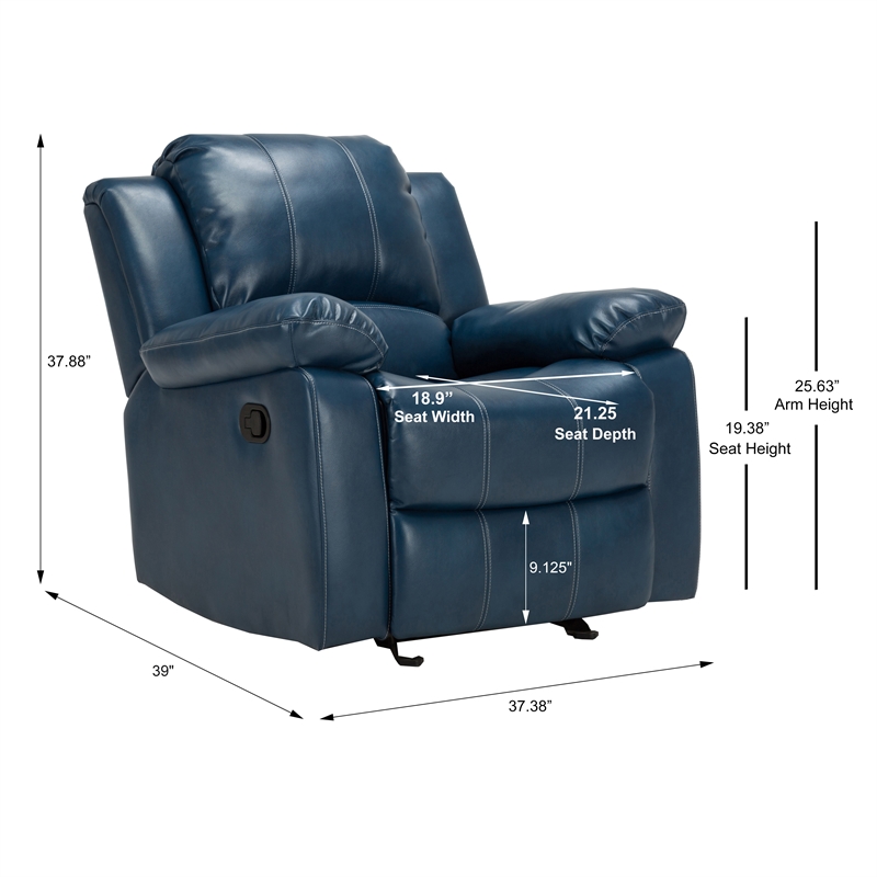 Home Square 2 Piece Faux Leather Recliner Set in Navy Blue