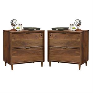 home square 2 drawer lateral wood filing cabinet set in grand walnut (set of 2)