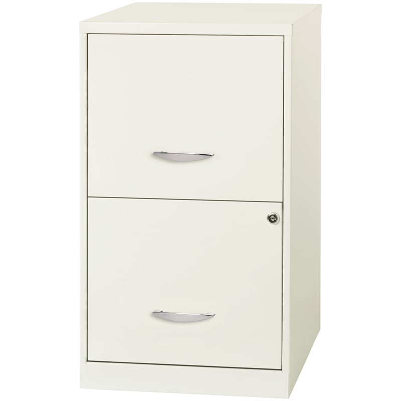 Home Square 2 Drawer Metal Filing Cabinet Set in Pearl White (Set of 2)