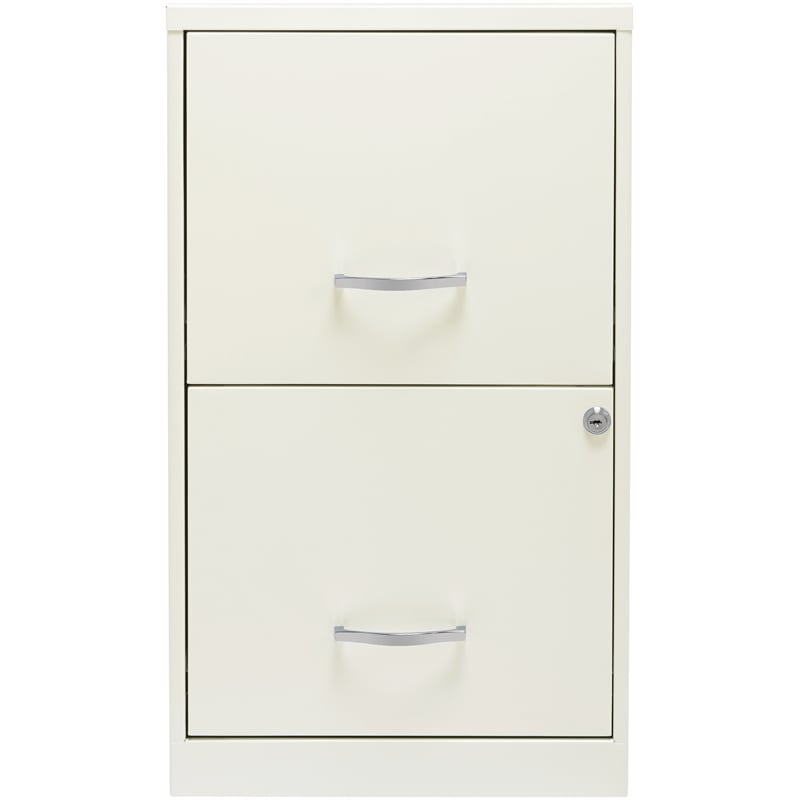 Home Square 2 Drawer Metal Filing Cabinet Set in Pearl White (Set of 2)