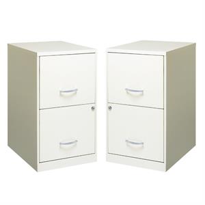 home square 2 drawer metal filing cabinet set in pearl white (set of 2)