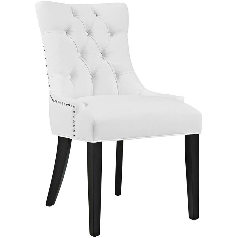 Home Square 2 Piece Vinyl Upholstered Dining Side Chair Set in White