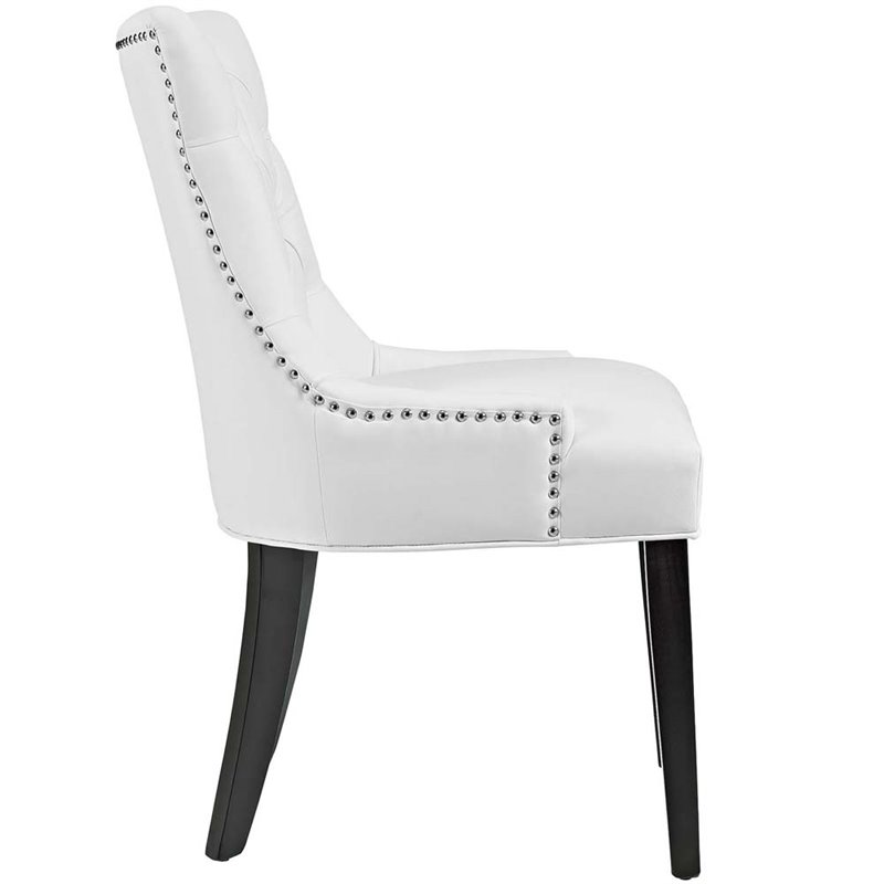 Home Square 2 Piece Vinyl Upholstered Dining Side Chair Set in White