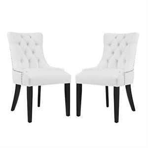 Home Square 2 Piece Vinyl Upholstered Dining Side Chair Set in White
