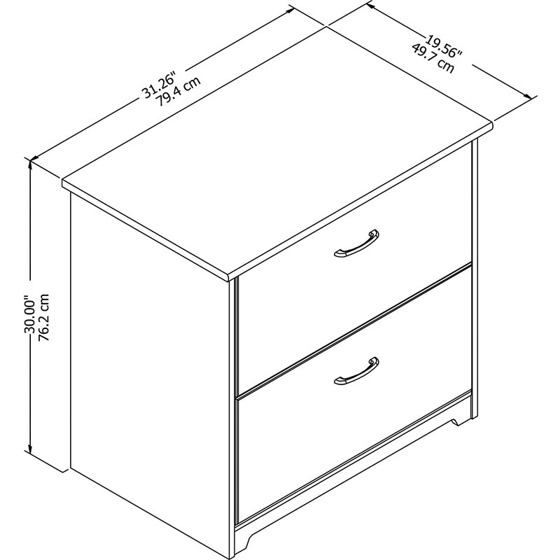 Home Square 2 Drawer Lateral Wood Filing Cabinet Set in White (Set of 2)
