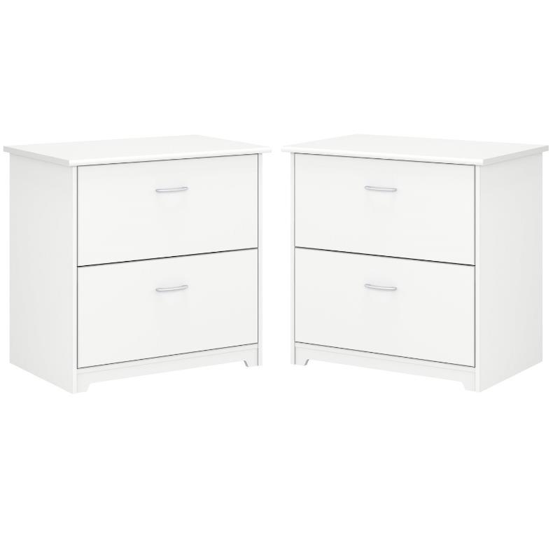 Home Square 2 Drawer Lateral Wood Filing Cabinet Set in White (Set of 2)