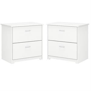 Home Square 2 Drawer Lateral Wood Filing Cabinet Set in White (Set of 2)