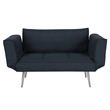 Home Square 2 Piece Upholstered Linen Convertible Chair Set in Navy Blue