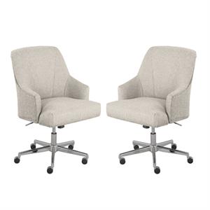 home square 2 piece swivel linen office chair set in light gray