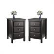 Home Square 3 Drawer Composite Wood Accent Table Set in Black (Set of 2)