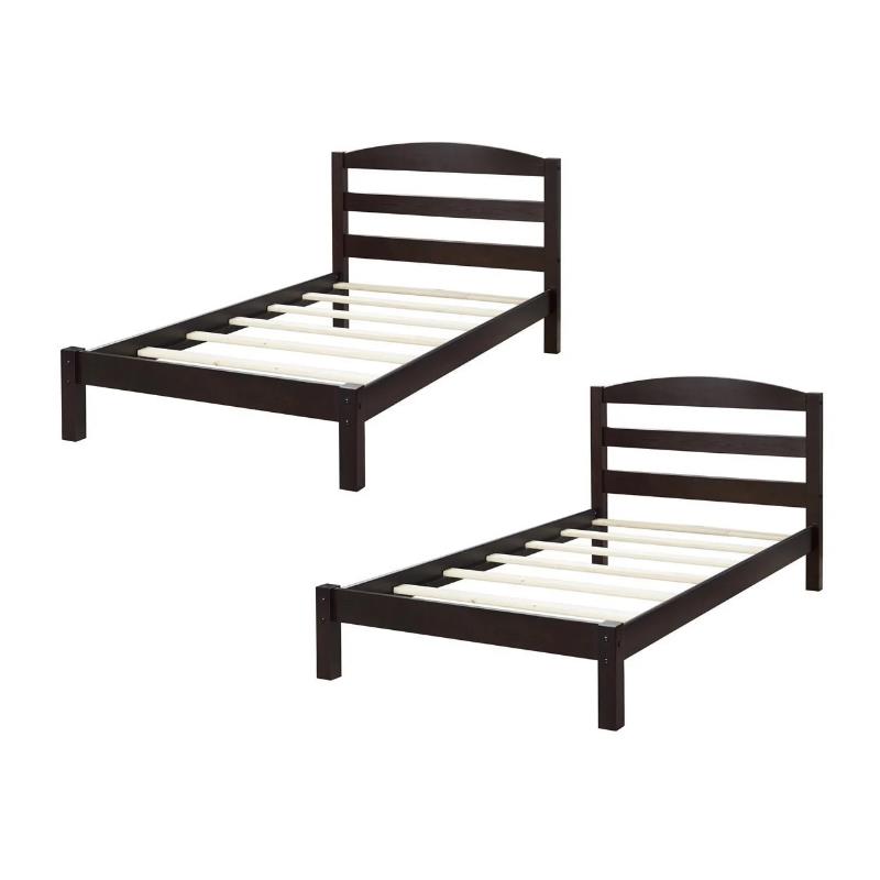 Home Square 2 Piece Solid Wood Twin Bed Set in Espresso