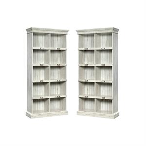 home square tall 10 cubby barrister wood bookcase set in white (set of 2)