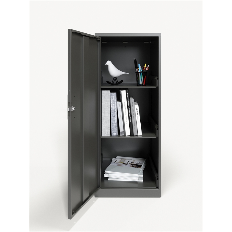 Home Square 3 Shelf Metal Locker Storage Cabinet Set in Charcoal (Set of 2)