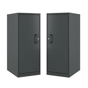 home square 3 shelf metal locker storage cabinet set in charcoal (set of 2)