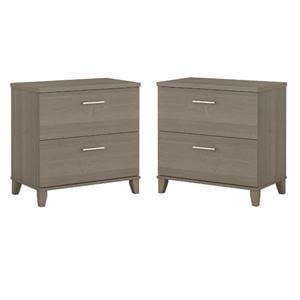Home Square 2 Drawer Wood Filing Cabinet Set in Ash Gray (Set of 2)