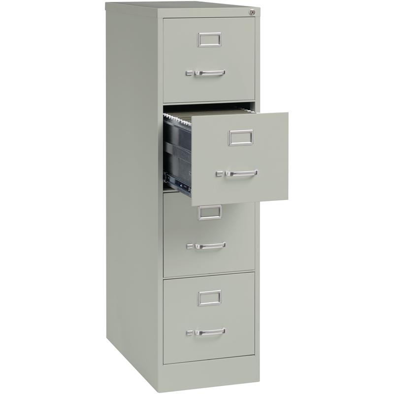Home Square 4 Drawer Vertical Wood Filing Cabinet Set in Light Gray (Set of 2)
